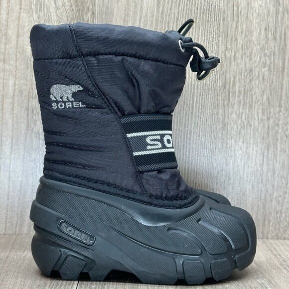 Sorel Snow Boots Youth Size 8 Cub Cozy Warm Insulated Winter Synthetic Black - Picture 2 of 12